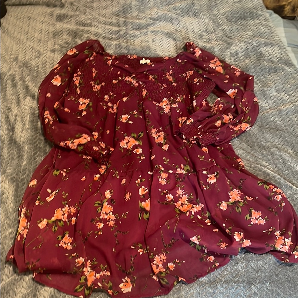 Floral Burgundy Women's Top
